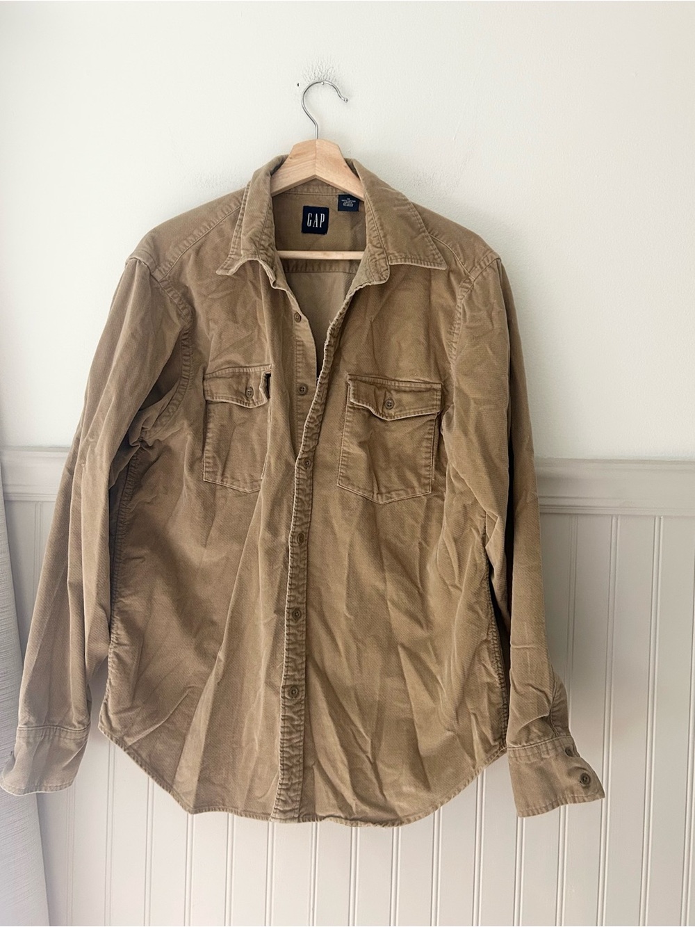 GAP Vintage Men’s Medium Corduroy Shirt Jacket Light Brown Button Down
